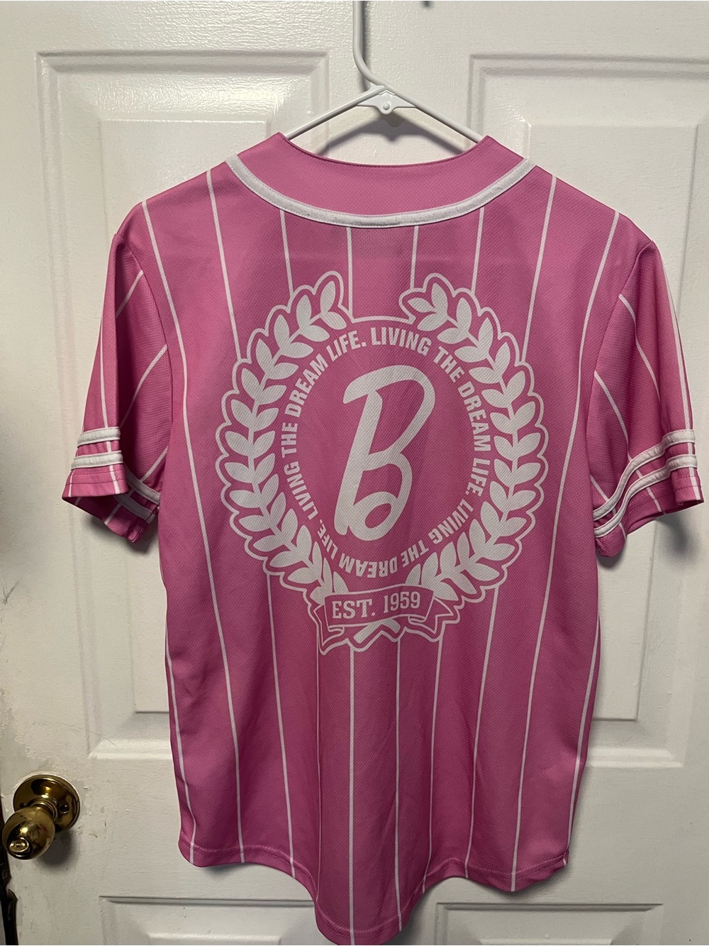 Barbie Pink Striped Baseball Tee for women size medium - Picture 3 of 3